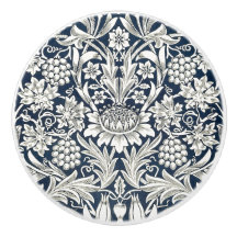 Door Knob - Blue med White Flowers William Morris
