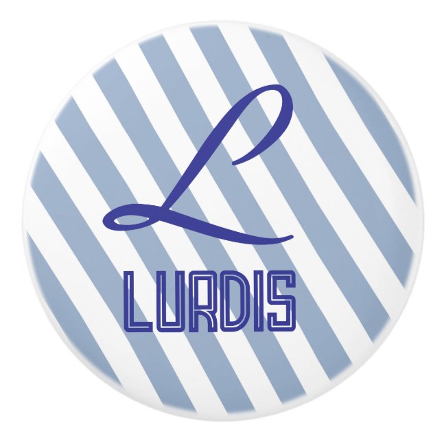 Door Knob Blue & White Stripe Knopp (Framsidan)