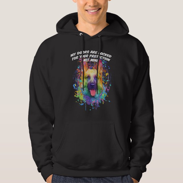 Doors Are Locked for Your Protection  German Sheph Hoodie (Framsida)