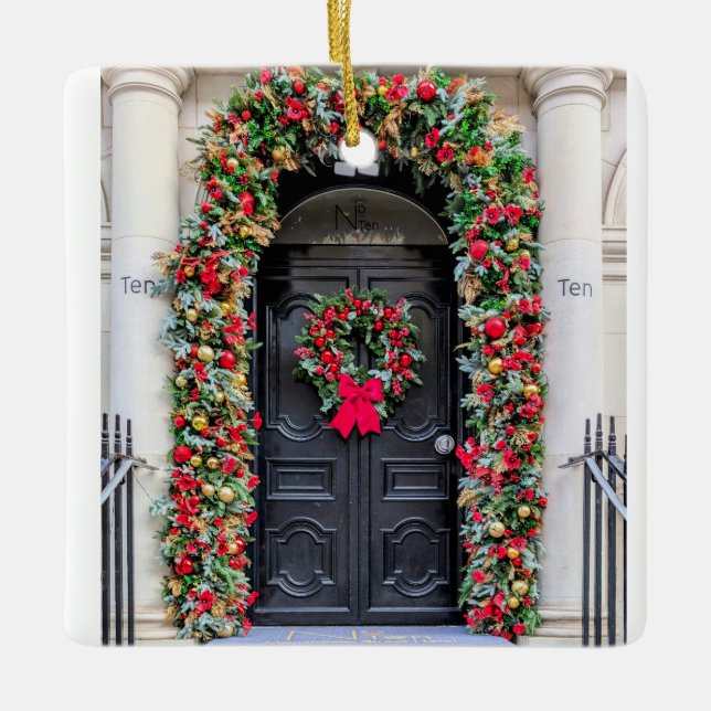 Doors of London: A Festive Christmas Julgransprydnad Keramik (Framsida)