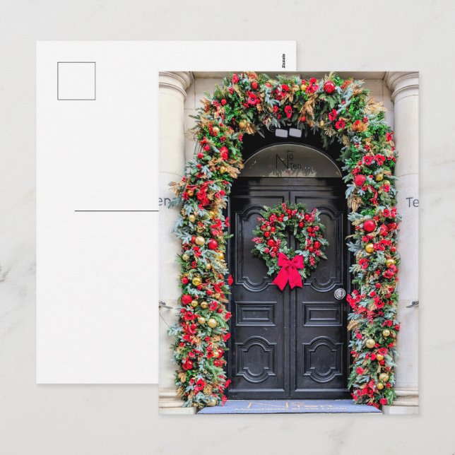 Doors of London: A Festive Christmas Postcard Helg Vykort (Fram/baksida)