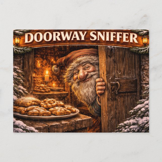 Doorway Sniffer Icelandic Yule Lad Helg Vykort (Framsida)