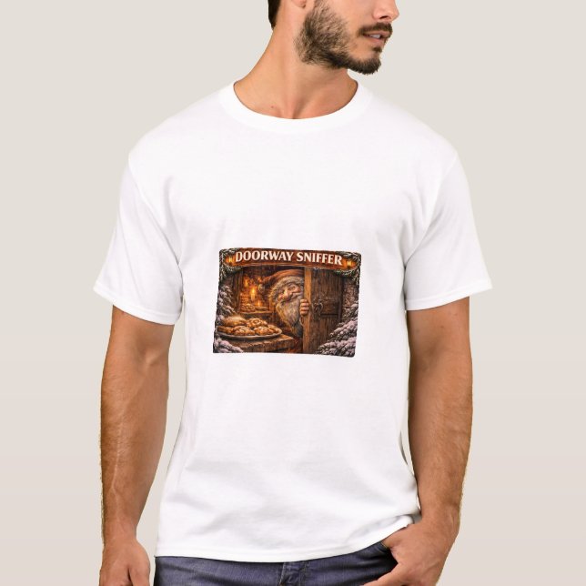 Doorway Sniffer Icelandic Yule Lad T Shirt (Framsida)