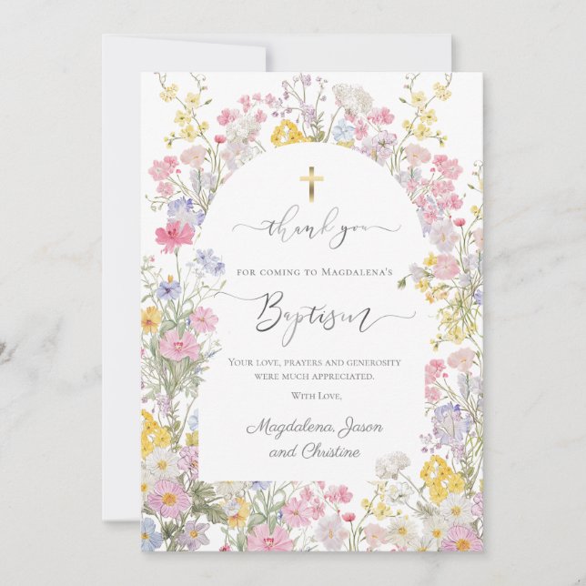 Dop akvarell äng blommor tackkort inbjudningar (Framsida)