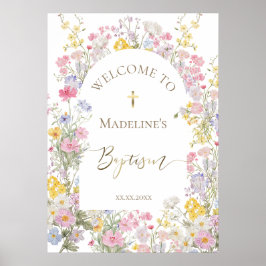 Dop akvarell äng blommor välkommen poster