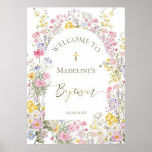 Dop akvarell äng blommor välkommen poster