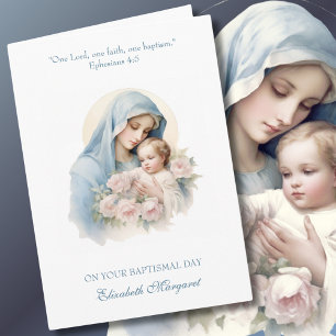 Dop av gudbarn Babyflicka Kristna Maria Jesus Kort