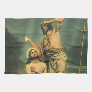 Dop av Jesus Kristus av Johannes döparen Kökshandduk