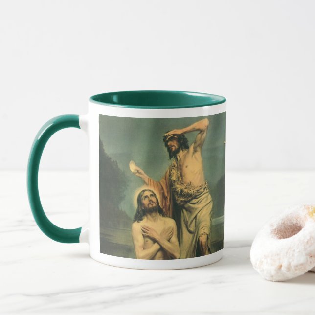 Dop av Jesus Kristus av Johannes döparen Mugg (Med munk)