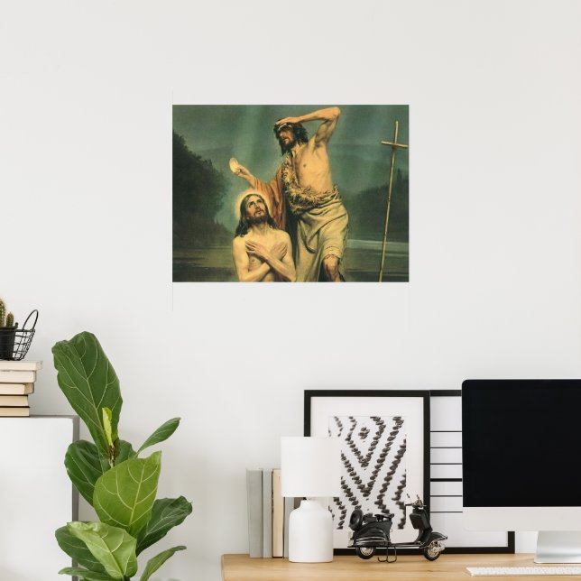 Dop av Jesus Kristus av Johannes döparen Poster (Hemmakontoret)
