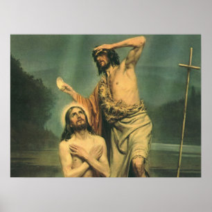 Dop av Jesus Kristus av Johannes döparen Poster