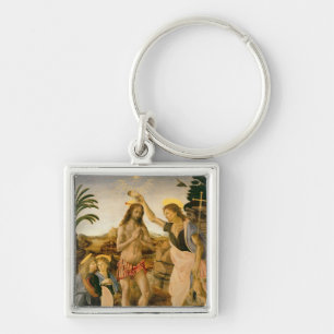 Dop av Kristus av John The Baptist Fyrkantig Silverfärgad Nyckelring