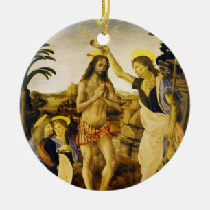 Dop av Kristus vid Da Vinci och Verrocchio Julgransprydnad Keramik