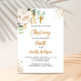 Dop av tvillingar eucalyptus grönska blomster vit inbjudningar