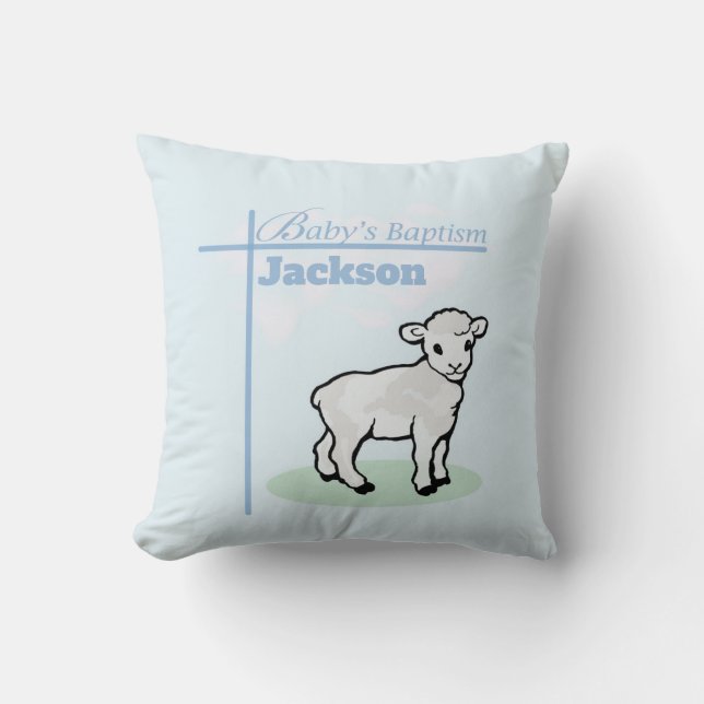 Dop Blå Pojke Lamm, Anpassningsbar Kudde (Framsida)