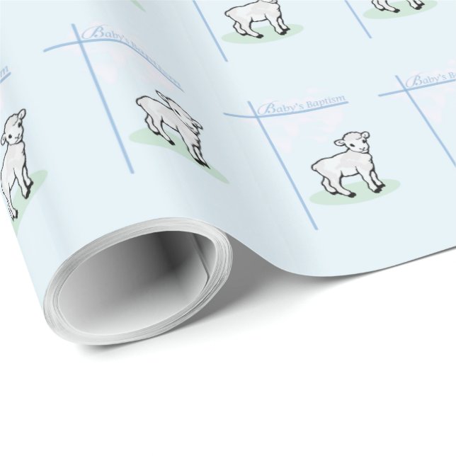 Dop Blå Pojke Lamm, Anpassningsbar Presentpapper (Rullad Hörn)