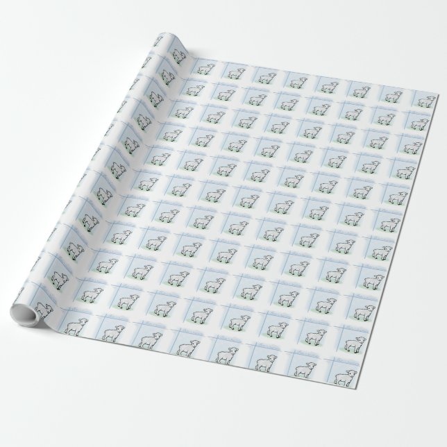 Dop Blå Pojke Lamm, Anpassningsbar Presentpapper (Utrullad)