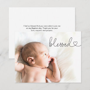 Dop Blessed Heart Script Minimal Foto baby Tack Kort
