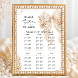 Dop Blommig Båge och Pärl Placeringsplan Poster