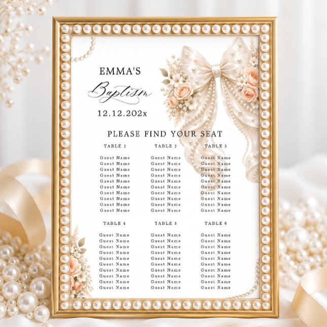 Dop Blommig Båge och Pärl Placeringsplan  Poster (Skapare uppladdad)
