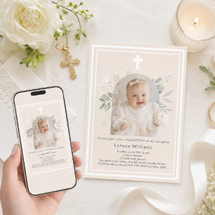Dop Champagned Foto vita blommor båge flicka Inbjudningar