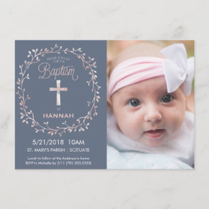 Dop Christeningfotoinbjudan - flicka Inbjudningar