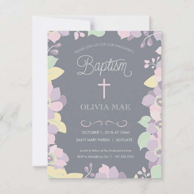 Dop, Christeninginbjudan - blommor & kor Inbjudningar (Framsida)