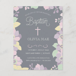 Dop, Christeninginbjudan - blommor & kor Inbjudningar