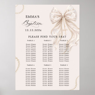 Dop Coquette Bow och Pärl Sittplatskarta Poster