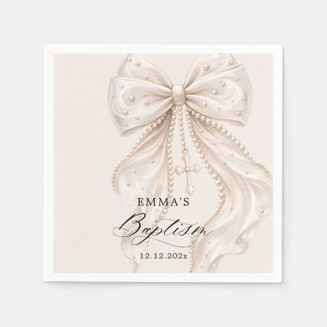 Dop Coquette Slöja med Pärlor Pappersservett (Framsidan)