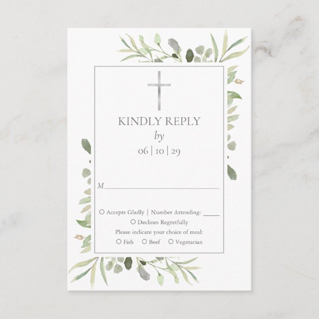 Dop Dop Högtidlig Första Kommunion Grönska OSA Kort (Framsida)