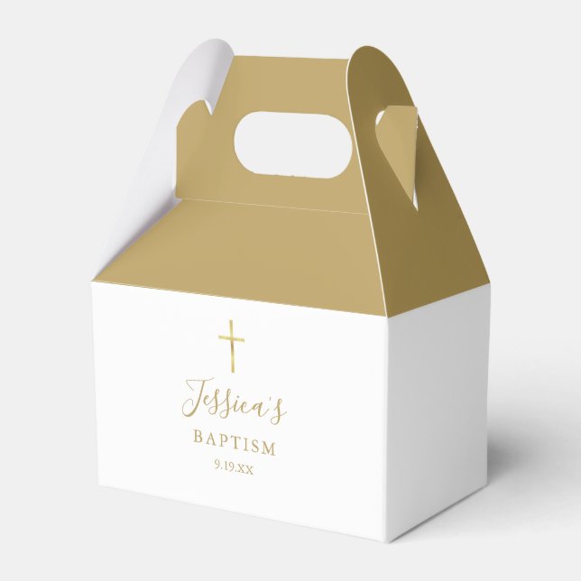 Dop Döpelse Elegant Modern Guld Presentaskar (Framsidan Sidan)