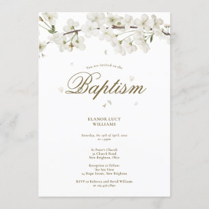 Dop Dopfest Elegant Vit Blomning Blommig Inbjudningar
