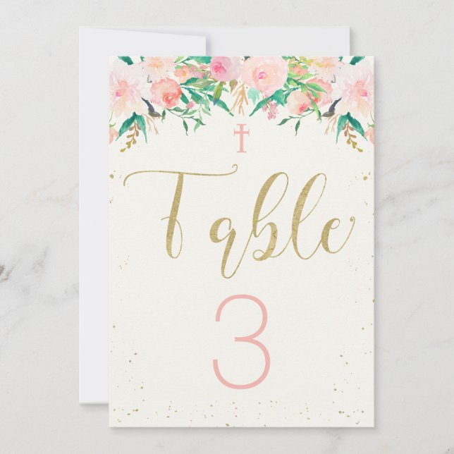 Dop Dopförrättning Blommig Bordskort (Framsida)