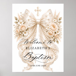 Dop Elegant Blommig Slöja och Pärla Välkommen Poster