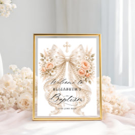 Dop Elegant Blommig Slöja och Pärla Välkommen Poster