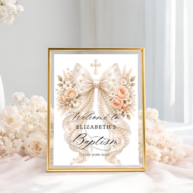 Dop Elegant Blommig Slöja och Pärla Välkommen Poster (Skapare uppladdad)