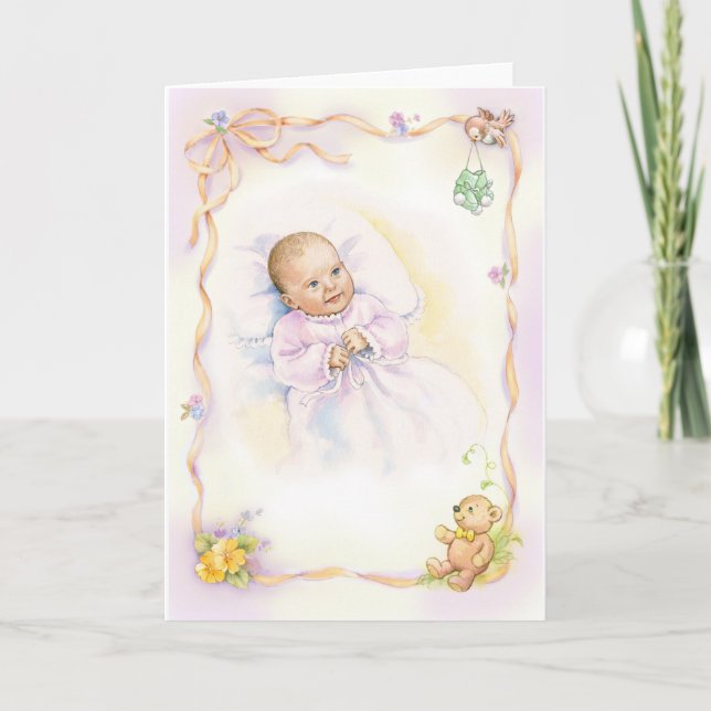 Dop- eller Christeningbebis Kort (Framsida)