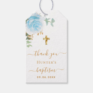 Dop eucalyptus ljusblå pojke tack presentetikett