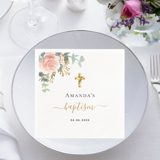 Dop eukalyptus rosa blomsterflicka rose gold pappersservett (Skapare uppladdad)