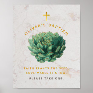 Dop Favor Sukkulenta Prydnader Grön Guld Botanisk Poster