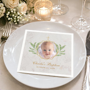 Dop Foto Botaniska blad Lövverk Guld Marmor Pappersservett
