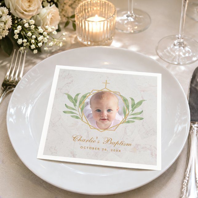 Dop Foto Botaniska blad Lövverk Guld Marmor Pappersservett (Skapare uppladdad)