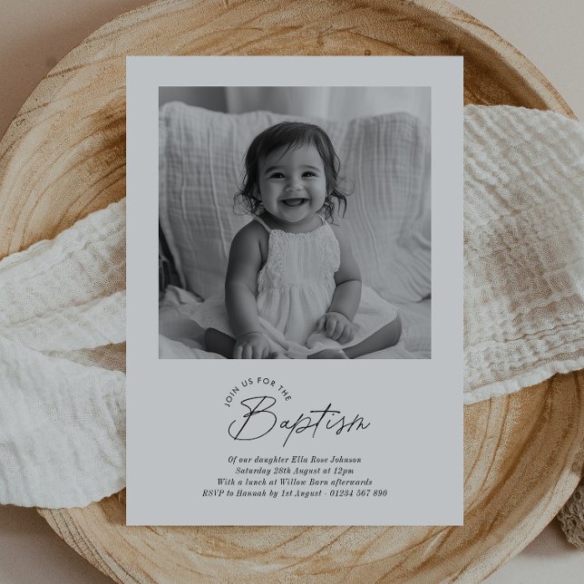 Dop Foto Handskriven Inbjudan (Zazzle Baptism Photo Handwritten Invitation)