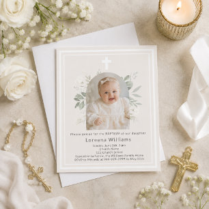 Dop fotobloss blommor elfenben beige flicka inbjud