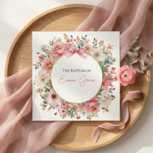 Dop inbjudan Rosa Blommig Elegant