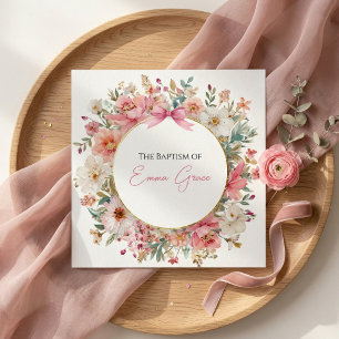 Dop inbjudan Rosa Blommig Elegant