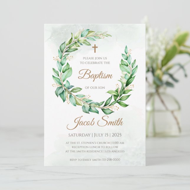 Dop inbjuder & Dop inbjudningar för pojke (Stående Fram)