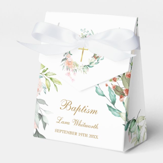 Dop Kristna Rosor Blommig Krans Presentaskar (Framsidan Sidan)