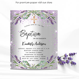 Dop lavendel silver violett budget inbjudan flygblad